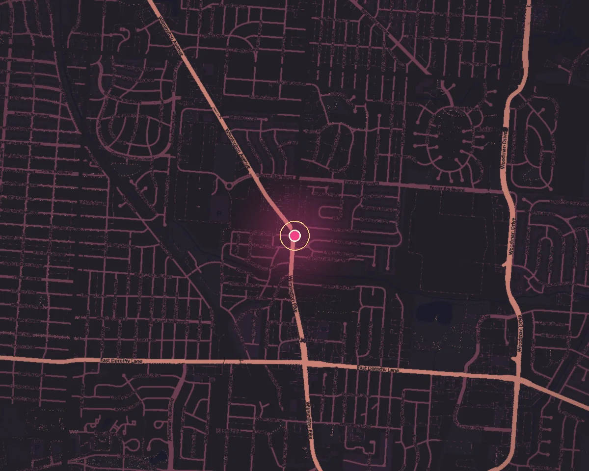 Map of the streets around the gym on Wilmington Pike in Kettering